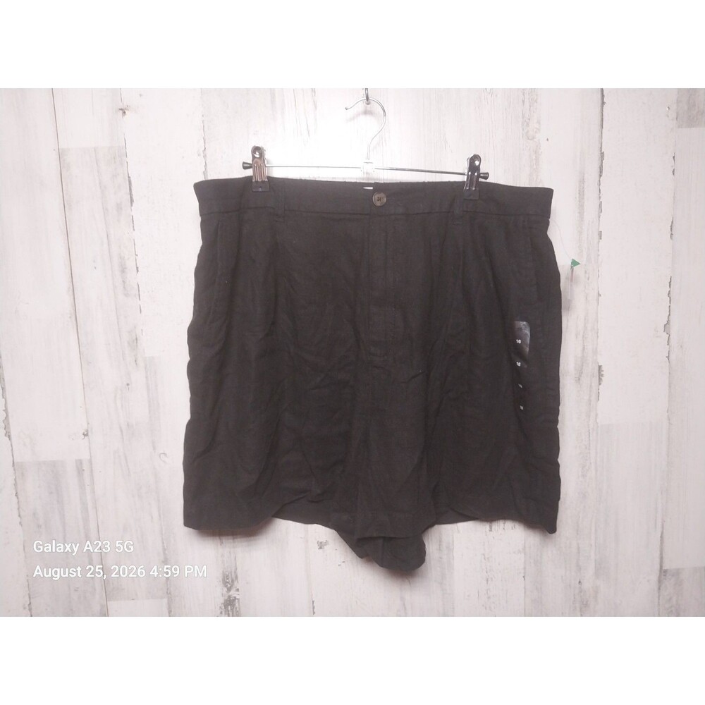 GAP Black Linen Blend Pleated Shorts Women’s Size 16 High Rise 5” Inseam NWT